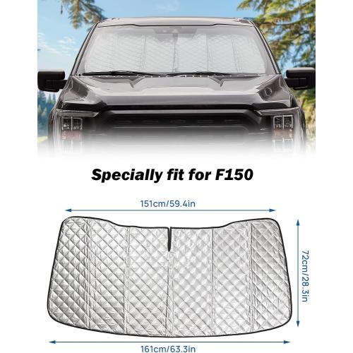 JOYTUTUS Windshield Sunshade, Fit for Ford 2015-2024 F150, Foldable Car Front Window Sun Shade, Car Sunshade Shield to Block Harmful UV Rays and Sun to Keep Your Vehicle Cool & Comfort