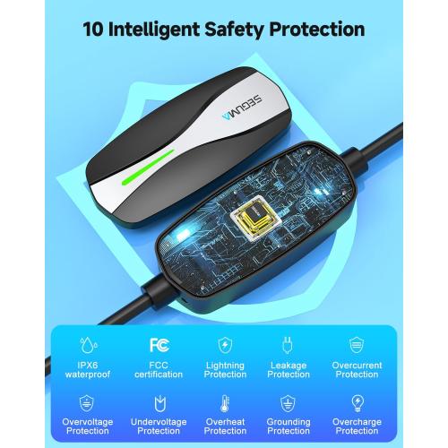 Level 1/2 Tesla Charger, 12A/16A, 25ft Extension Cable, Dual Voltage 240V NEMA 6-20 Plug & 120V NEMA 5-15 Adapter, NACS Connector, Portable Home Electric Car EV Charger for Tesla Models Y/X/3/S