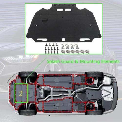 GXARTS Engine Splash Guard and Mounting Elements 4G0863822C 4G0863822J Compatible with Audi A6 A7 S6 S7 Quattro RS7 2011 2012 2013 2014 2015 2016 2017 2018 Under Car Shield Cover