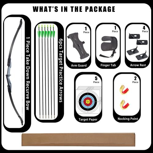 Recurve Bow and Arrow Set for Adults & Youth 20 30 40lb, Takedown Archery Kit for Beginners Right & Left Handed Outdoor Target Practice & Training