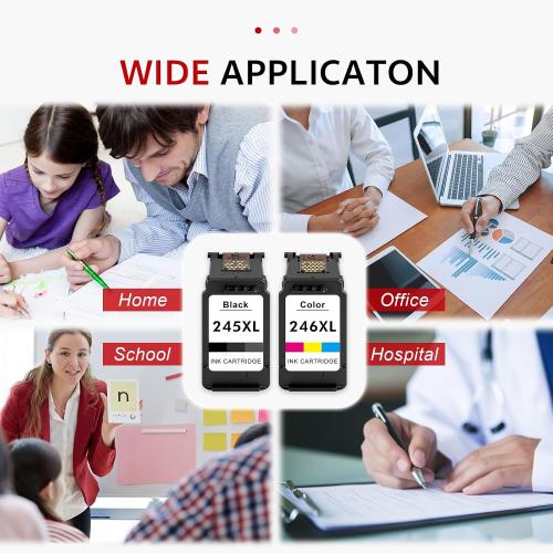High-Yield PG-245XL CL-246XL Ink Cartridge Combo Pack Compatible for Canon 245 246 XL Work with Canon PIXMA TR4520, TS3320, MG2522, MG2525, MX490, TS302 Printer (1 Black, 1 Color)