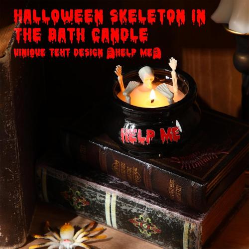 Halloween Skeleton Candles Decoration Skull Candles Vintage Farmhouse Gothic Decoration for Home Bar Indoor Room Tables Halloween Birthday Gifts for Adults Women Men(Spooky)