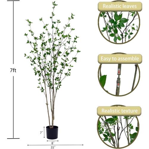 7ft Artificial Citrus Tree – Minimalist Faux Tree for Indoor Décor, Fake Critus Tree Perfect for Home, Office, Living Room, Bedroom & Porch
