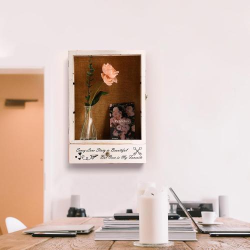 Large Shadow Box Frame 11x16 , 3.5” Deep Shadow Box with Drawers and Removable Shelves, Rustic White Color Wood Picture Display Frame Memory Box for Tickets Wedding Bouquet for Wall or Tabletop