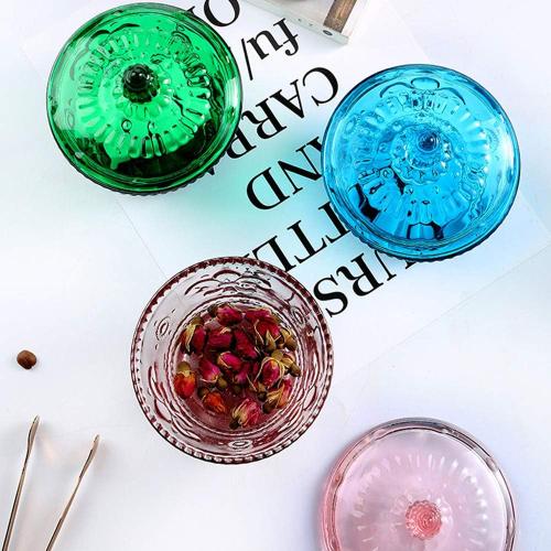 European Retro Nostalgic Three-Dimensional Relief Color Glass Jar Candy Jar Seasoning Jar With Lid