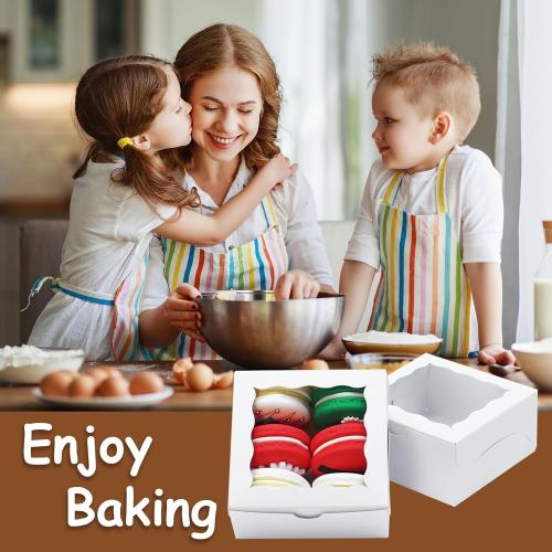 40 Pack Cookie Boxes 4x4x2 Inch Bakery Boxes with window Treat Box Chocolate Covered Strawberries Box for Christmas Valentine's Mother's Day