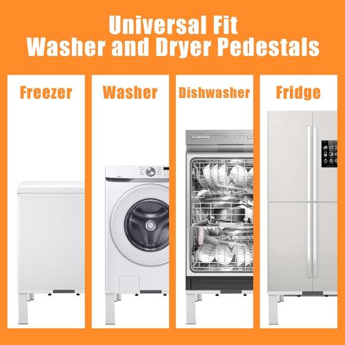 Heavy-Duty All Steel Universal Laundry Pedestal 12 Height , Full size Washing Machine Stand Adjustable Dryer Stand , Suitable for all Washer and Dryer Pedestal（White）