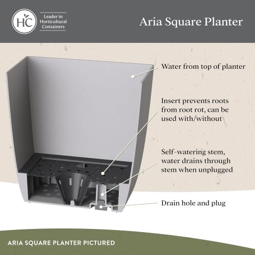The HC Companies Aria Self Watering Square Plant Pot w/Drainage - Classic Planters for Outdoor Plants & Indoor Plants - Lightweight & UV-Resistant Plastic Pots for Plants (6 Matte Black, Pack of 2)