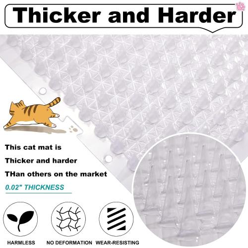 Nuanchu 12 Pieces Cat Deterrent Mat Cat Repellent Mat with Spikes Keep Dogs Off Counter Anti Pet for Outdoor Indoor Plants Garden Sofa Window(16 x 13 Inches,Clear)