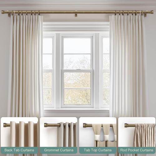 Antique Bronze Curtain Rods for Windows 72 to 144 Inches Adjustable Length Heavy Duty 1 Diameter Window Curtain Rod with Solid Metal Finials for Outdoor Farmhouse Bedroom Kitchen Living Room