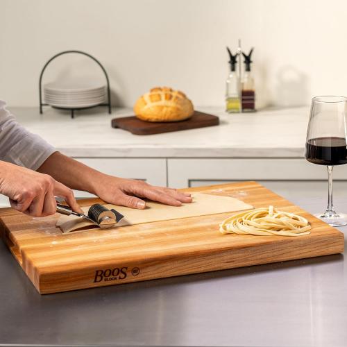 John Boos R-Board Series Rectangular Wooden Maple Cutting Board, 12-lb Reversible Butcher Block with Edge-Grain & Finger Grips – Made in the USA