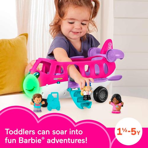 Fisher-Price Little People Barbie Toddler Toy Little Dream Plane with Lights Music