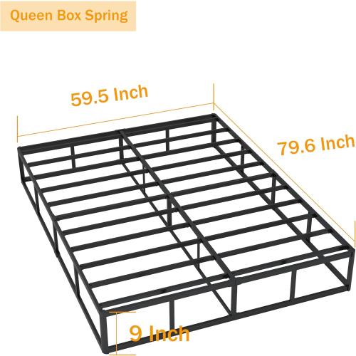 Queen Box Spring 9 Inch Box Spring High Profile Metal Box Springs with Fabric Cover, Easy Assembly, 3000 Lbs Max Weight Capacity