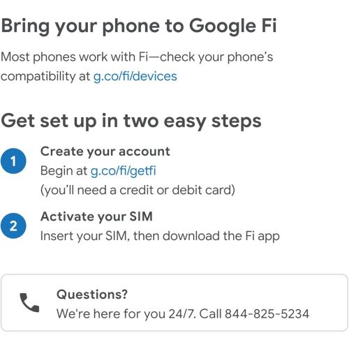 Google Fi Wireless SIM Kit Talk/Text/Data (2PK)