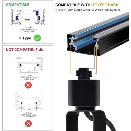 Black Dimmable LED Track Lighting Heads Kit,3CCT 10W Track Lights Heads 3000K/4000K/6000K Adjustable with 6.56FT H-Type Track Light Rails 6PCS Ceiling Spotlight Fixture Replaceable GU10 Bulbs
