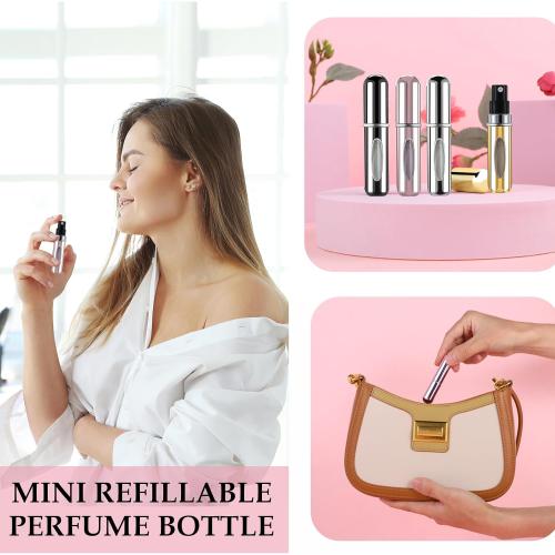 4 Pcs Travel Perfume Bottle Refillable, 5ml Portable Travel Perfume Atomizer Refillable Travel Size Perfume Bottle Atomizer Sprayer for Perfume Travel Accessories for Women Mens