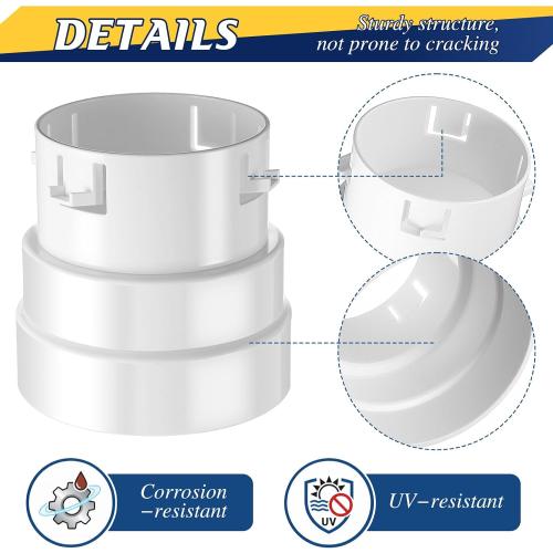 Saillong 2 Pack 4 PVC to Corrugated Pipe Adapter for SDR35/SCH40 PVC Pipe