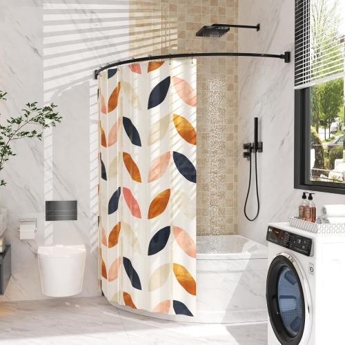 Curved Shower Curtain Rod For Bathroom 38-72 Inches, Adjustable Length, Curved Shower Rod, 0.9MM thickness, Round Shower Curtain Rods, Rotate Bracket For Large Shower Space, Need Drilling, Matte Black