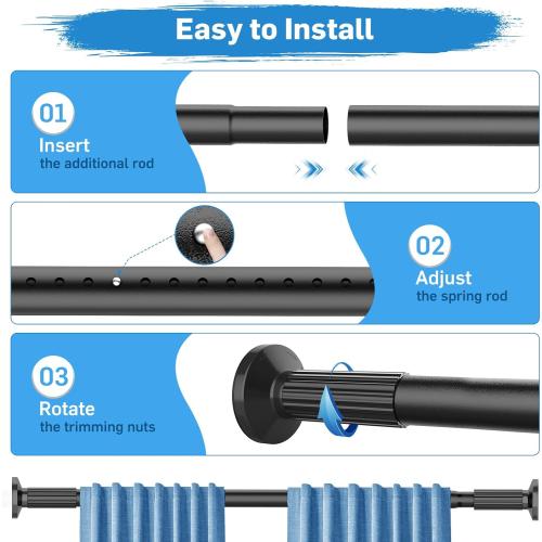 Tension Curtain Rod 51-166 Inch(4.25-13.83Ft), Extra Long Outdoor Tension Rod for Patio Window, No Drill Dual-End Adjustable Spring Shower Rod, Rust Proof Easy to Install, Rod Diameter 1.26In, ***White***