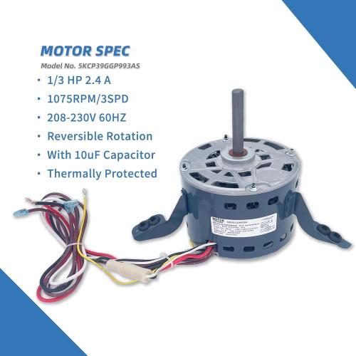 5KCP39GGP993AS Blower Motor Replaces GE genteq 5KCP39GGY923S 3S009 1/3HP 1075RPM Compatible with Goodman Furnace BT1340027S, BT1340027, 11091205, B13400312 Dayton 6DLN0 K55HXRCL-1854 208-230V LEUNGOO