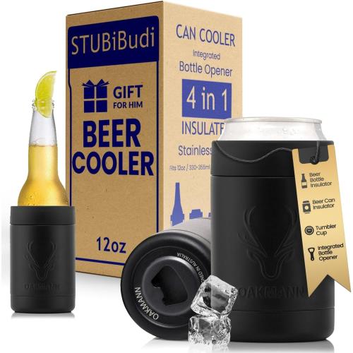 STUBiBudi Bottle Can Cooler, Beer Bottle Holder with Beer Opener, Insulated Beer Bottle Cooler, Beer Gifts, Beer Accessories, 12oz Beer Cooler Can Holder 4 in 1 Seltzer Cooli Bottle Keeper Beer Holder