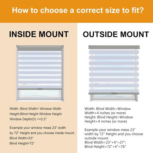 Persilux Blackout Cordless Zebra Blinds for Indoor Windows, Sheer Shades, with Upgraded Cassette, Dual Layers Light Control for Day and Night for Bedroom, Easy to Install (35.5 Wx64 H, Light Grey)