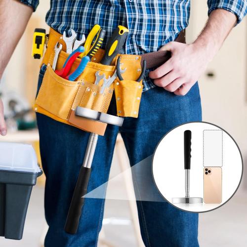 Silver 8.6-33 Telescoping Magnetic Sweeper Pickup Tool, Screws Parts Finder with 35LB Pull Capacity, Retractable 8.6 to 33 with Strong Magnet, Pick up Nails, Screws, and Metal Parts