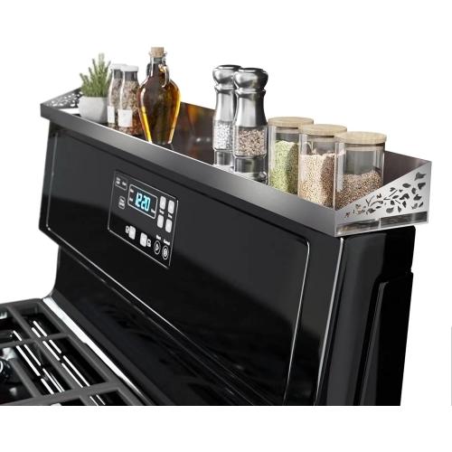 Stove Shelf for Stove Top, Spice Rack Organizer, Easy Installation, Kitchen Storage Solution, with Standard 30 Length, Brushed Stainless Steel, Non Magnate (Stainless Steel)