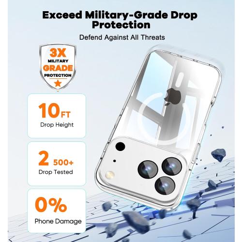 Misscase for iPhone 17 Pro Max Magnetic Case,[Military Drop Protection] Clear Hard Plastics Cover, Camera Lens Protector,Compatible with MagSafe,Anti Yellowing Full Protection Cases-White