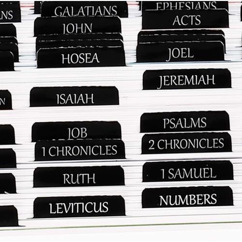 Thinkor Reposition Laminated Bible Tabs, Large Print Stickers, Easy to Read and Apply Bible Tabs for Women and Man (Luxury Black)