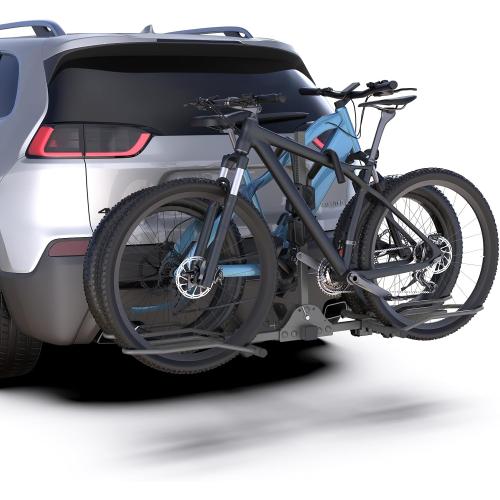 2-Bike Rack Hitch for Car, 160 Lbs Hitch Mount Platform Style Bicycle Carrier, Smart Tilting & Easy Fold for Car SUV Truck RV with 2”Receiver, Bike Rack Fits Up to 5-Inch Fat Tire E-Bikes