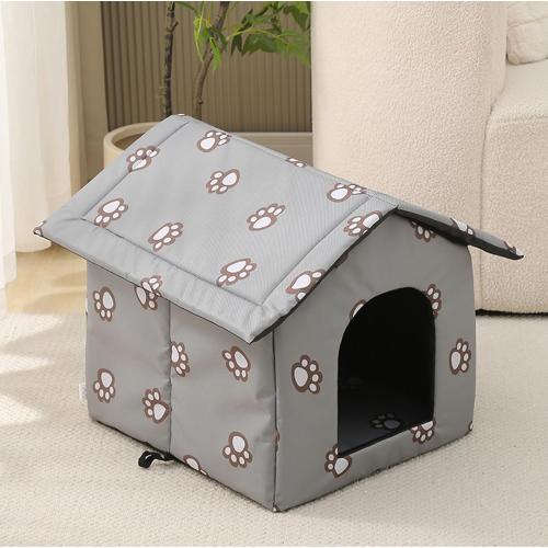 Size Large VARMTOR Outdoor Cat House, Cat Houses for Outdoor Cats, Weatherproof Warm and Insulated Cat House with Transparent Curtain Pet House, Stray Cats Shelter