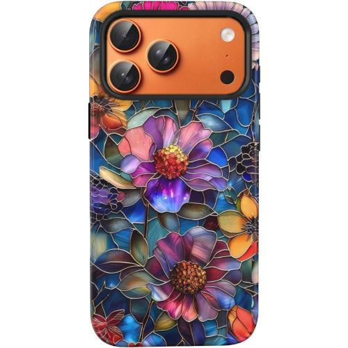 Compatible with iPhone 17 Pro Case 6.3”, Cute Floral Flower Patterns Shockproof Protective Aesthetic Phone Case with Stylish Designs for Women Girl, Vibrant Defined Blossoms