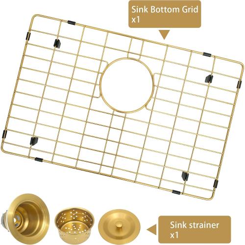MILOSEN Undermount Gold Kitchen Sink, Stainless Steel Farmhouse Apronfront Kitchen Sink, 23×16 inch Kitchen RV Sink, Small Single bowl Apron Sink, 7 inch Depth Kitchen RV Sinks