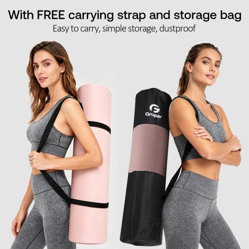 ‼️light lavendar‼️Gruper Yoga Mat Non Slip NBR Extra Thick Yoga Mat, 72L x 32/24W x 0.6/0.4TH (185cm x 80cm/61cm x 15mm/10mm), Anti-Tear Exercise Mat with Carrying Strap and Bag, Workout Mats for Yoga, Pilates