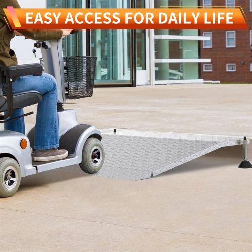 Size 25.6L*39.4 W,  YEEZOO Door Threshold ramp with Adjustable Height for 3.0“ to 6.0 Height Rise, Doorway ramp Threshold for wheelchairs/carts/Walker/Scooter (25.6L*39.4 W, Alloy Iron, 38LBs)