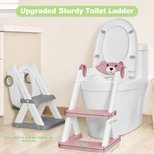 COOSEYA Toilet Seat, Potty Training Seat for Toddler, Upgraded 2-in-1 Potty Toilet Training for Boys and Girls, Waterproof Cushioned Mat with Non-Slip Step Stool