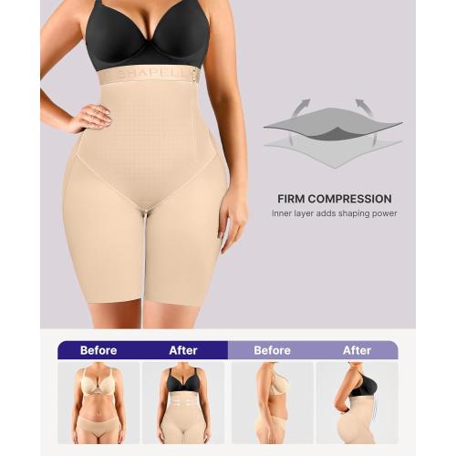 Size L SHAPELLX Shapewear Tummy Control for Women Butt Lifting High Waist Shorts Faja Body Shaper Thigh Slimming Panties
