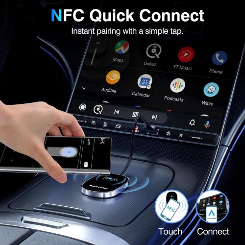 Android Auto Wireless Adapter for Cars with Built-in Wired Android Auto Easy Setup Support NFC Pair Fast Seamless Connection Stable Plug and Play Wireless Car Adapter Dongle (Black)