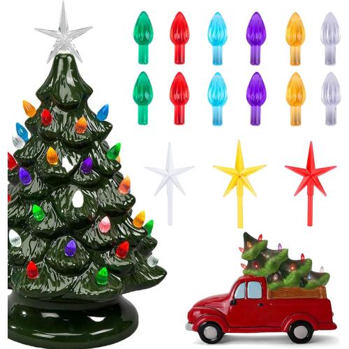 Ceramic Christmas Tree Replacement Lights Bulbs, Flame Shape Light up Artcraft Accessories for Ceramic Tree, Multicolor Medium Twist Light Ornaments, 120Pcs   3 Star