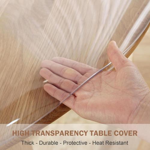 LovePads Round Clear Table Cover Protector 46 Inch, 2mm Thick Table Protector for Dining Room, Waterproof Plastic Cover PVC Vinyl Tablecloth, Circle Tabletop Protective Pad for Furnture Surface
