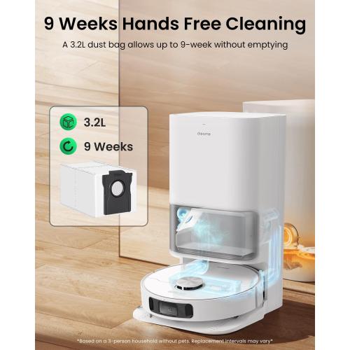 6Pack Vacuum Dust Bags - 3.2L Large Disposable Dust Bag for Dreame X40 Ultra/X30 Ultra/L40 Ultra/L10s Pro Ultra/L10s Ultra Gen2 Vacuum Cleaner Dust Bags Replacement, X40 Ultra Dust Bag, White