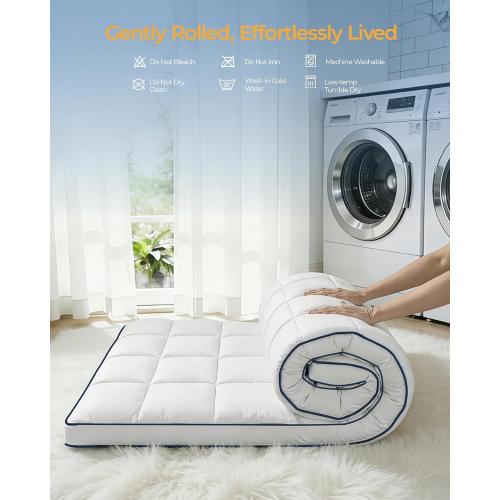 KAYFIA Full Mattress Topper,Extra Thick Mattress Pad Cover for Deep Sleep,3D 7D Snow Down Alternative Fill Overfilled Plush Pillow Top with 8-23 Inch Deep Pocket-White