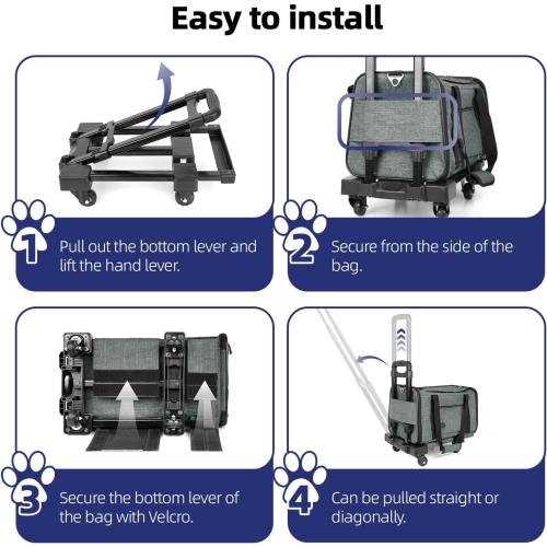 YUDODO 25lbs Large Cat Carrier with Wheels Lightproof Airline Approved Dog Carrier for Small Dog Detachable Rolling Pet Carrier for Traveling Groomers Vet Visits(Gray-Green)