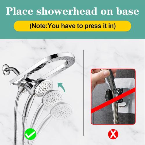 Silver Cobbe Premium 3-Way Rain Shower Head Combo, Dual Shower Head with Handheld, 5-mode High Pressure Rainfall Showerhead with Stainless Steel Hose & Sealant Tape - U.S. Invention Patents - Chrome