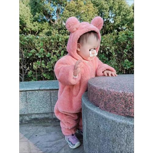 6-9 Months Newborn Baby Snowsuit Fleece Lined Onesie Outfits Warm Hooded Romper for Infant