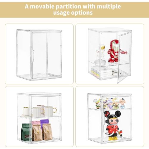 Attelite Acrylic Display Case for Figures 3 Adjustable Layers 4Pack