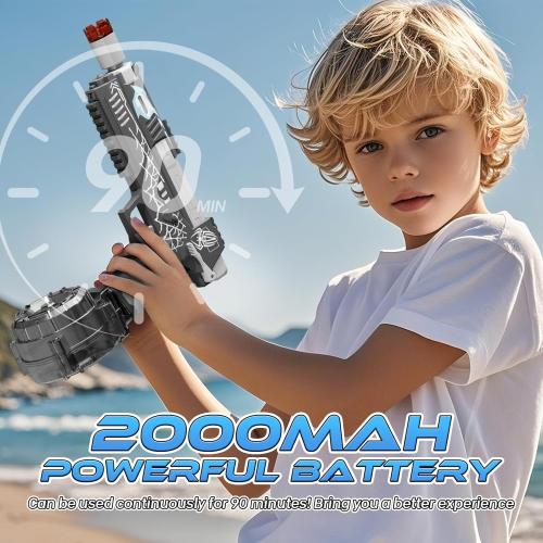 Electric Water Gun for Adults Kids, Automatic Squirt Gun with a Long Range of up to 26 Ft, LED Light Large Capacity IP7 Waterproof Fully Auto Water Gun(Black)