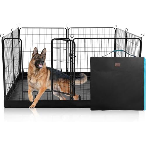 PJYuCien Dog Playpen Plus Storage Bag, 31.3 H 8 Panels Puppy Pen with Square Bottom, Heavy Duty Dog Fence for Puppies/Small Dogs