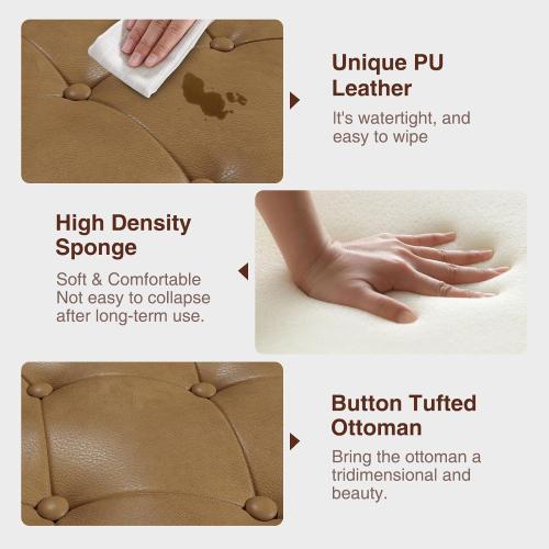 Size 51 Color brown Storage Ottoman Bench,51-Inch Large Storage Bench for Bedroom End of Bed, 30 Gallons Faux Leather Ottoman with Storage for Bedroom, Living Room, Entryway, Hallway,Camel